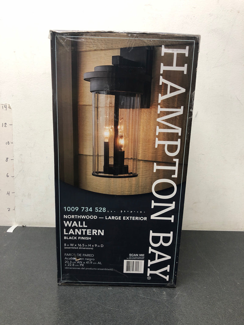 Home decorators collection 51462 BK Aberdeen 18.75 in. 1-Light Black Outdoor Wall Light Fixture with Clear Outer and Frosted Glass Inner Shades