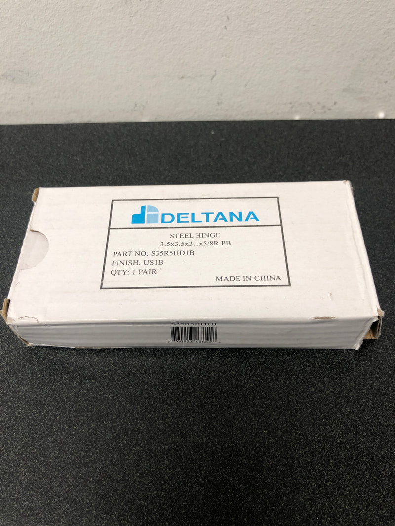 Deltana S35R5HD1B 3.5" x 3.5" Plain Bearing 5/8" Radius Corners Mortise Hinge - Pair - Black