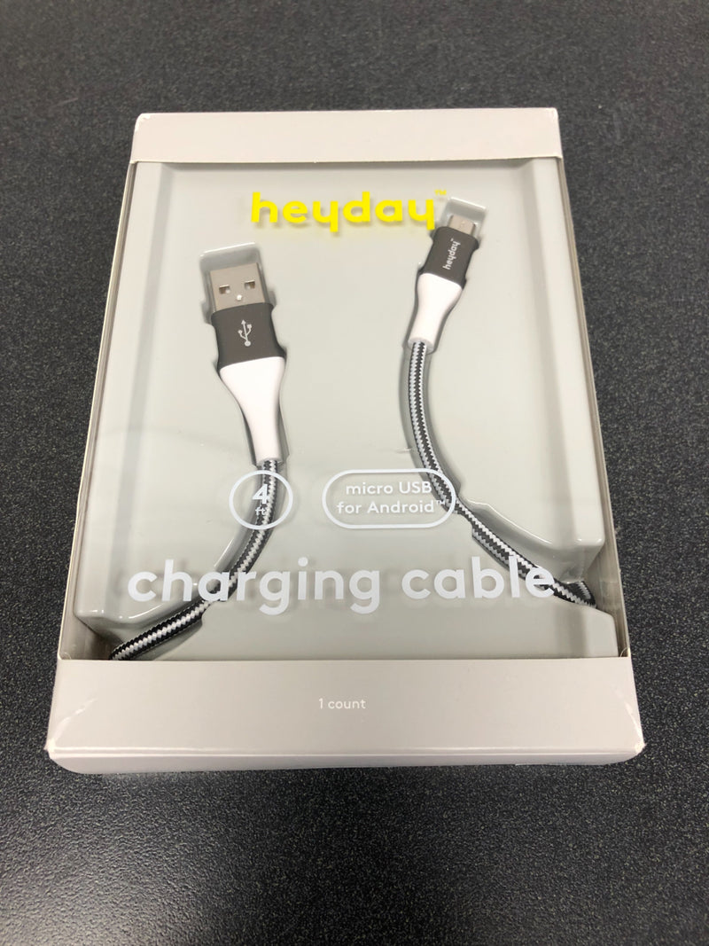 4' micro usb to usb-a braided cable - heyday™ black/white/gunmetal