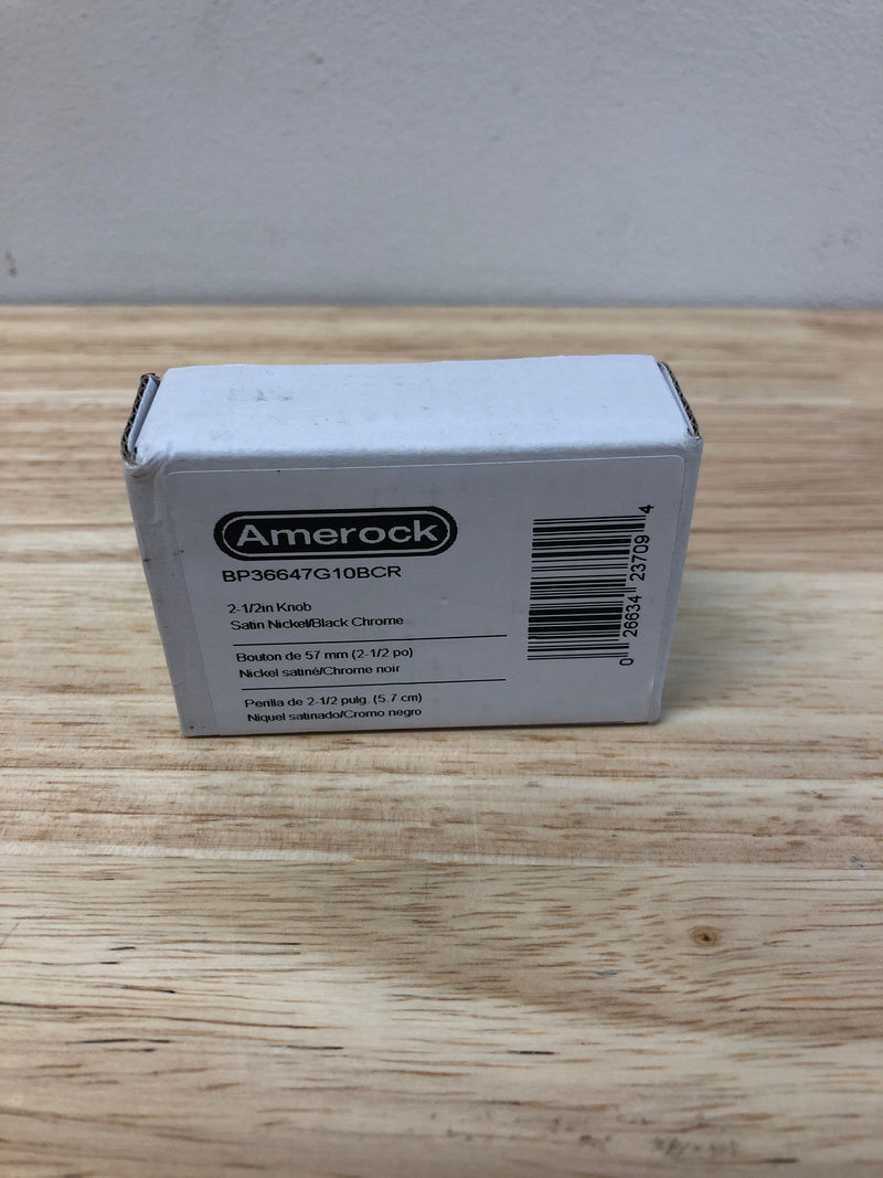 Amerock BP36647G10BCR London 2-1/2 Inch Bar Cabinet Knob - Satin Nickel / Black Chrome