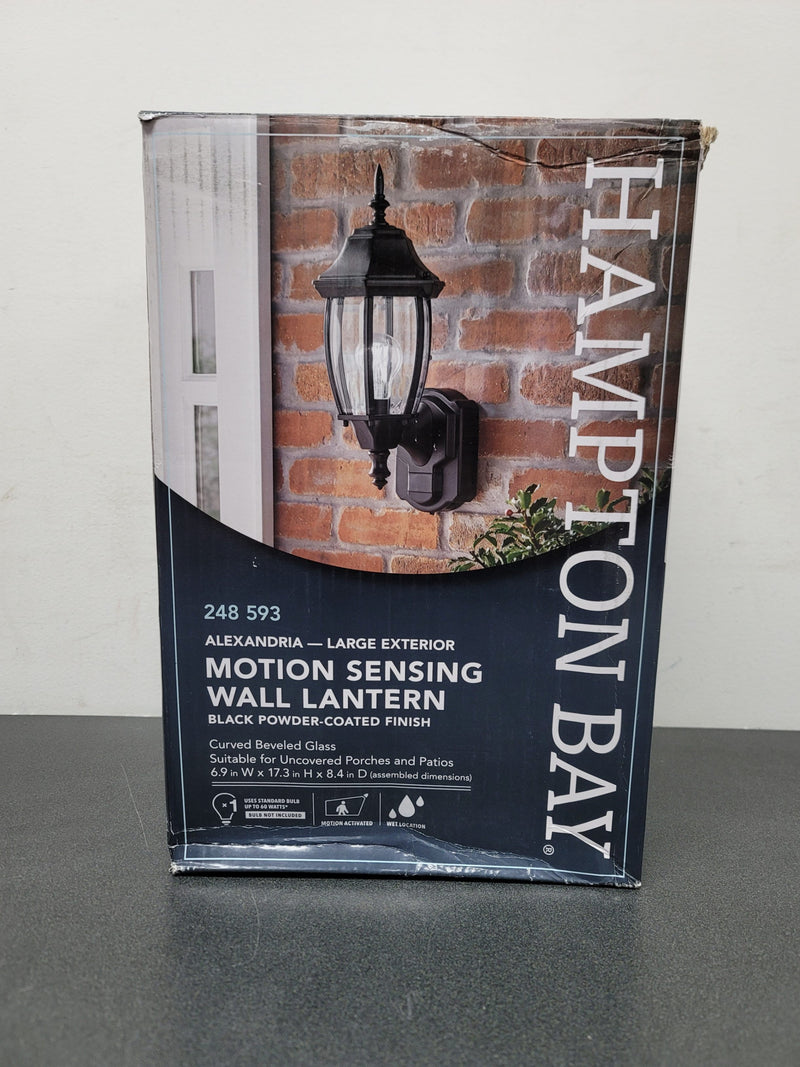 Hampton bay HBI-4192-BK Alexandria 180° Black Motion-Sensing Outdoor Decorative Wall Lantern Sconce