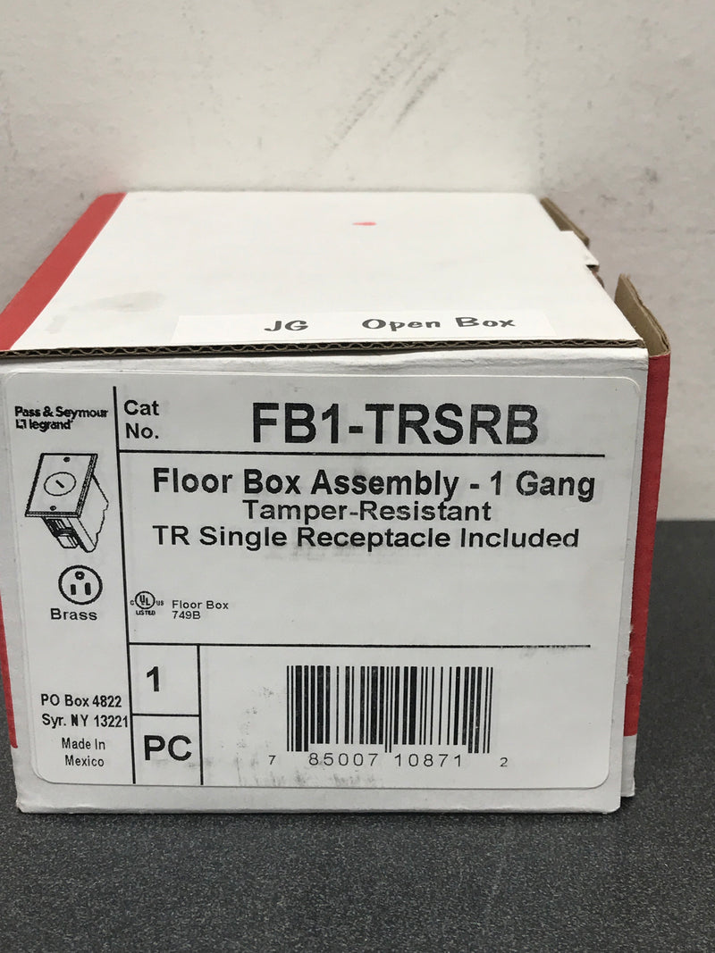 Legrand FB1TRSRB Pass & Seymour Slater Brass 1-Gang Floor Box with Single Tamper-Resistant Receptacle for Wood Sub-Floor