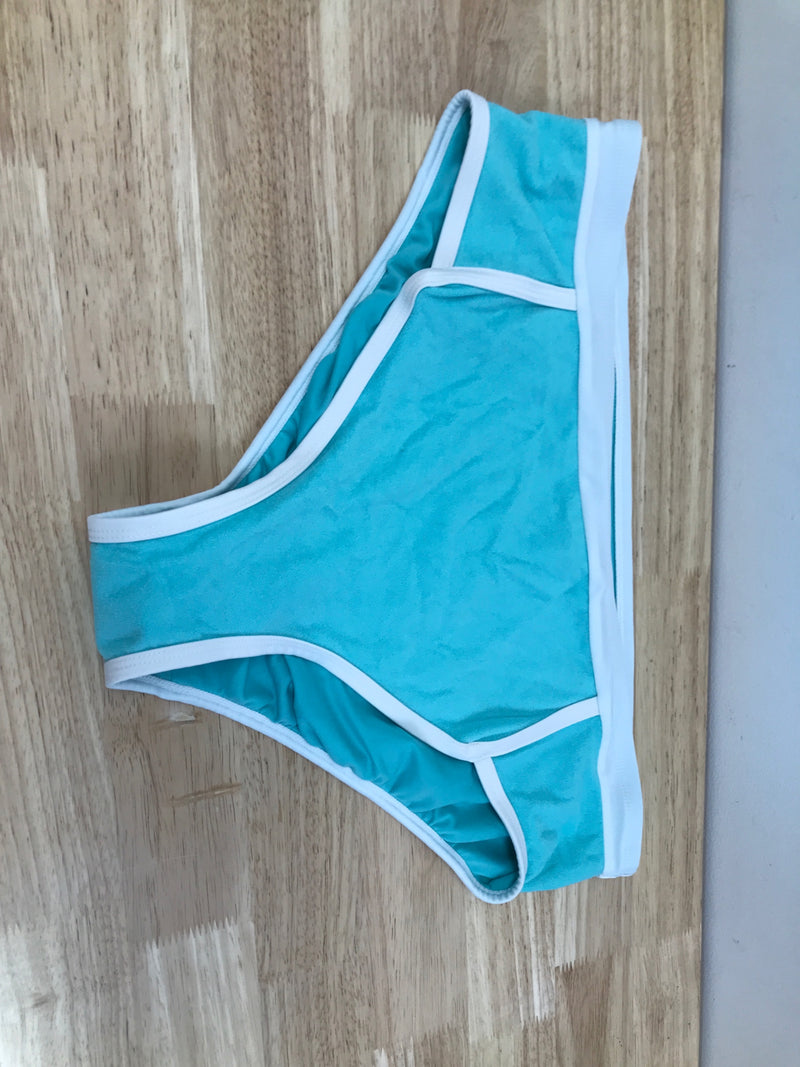 Kona Sol Women's Plus Terry Textured Solid High Waist High Leg Bikini Bottom – Turquoise – Size 1X (16W-18W)