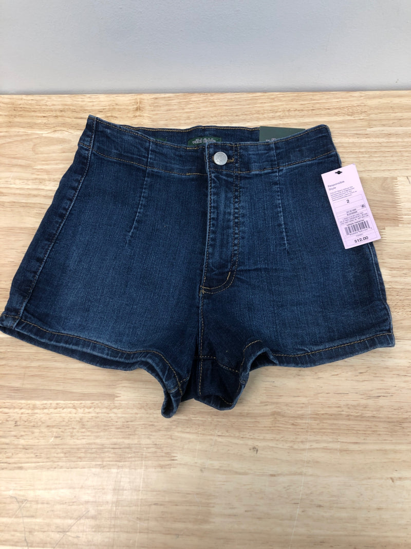Wild Fable Women's Super-High Rise Jean Shorts - (Dark Wash, 2)