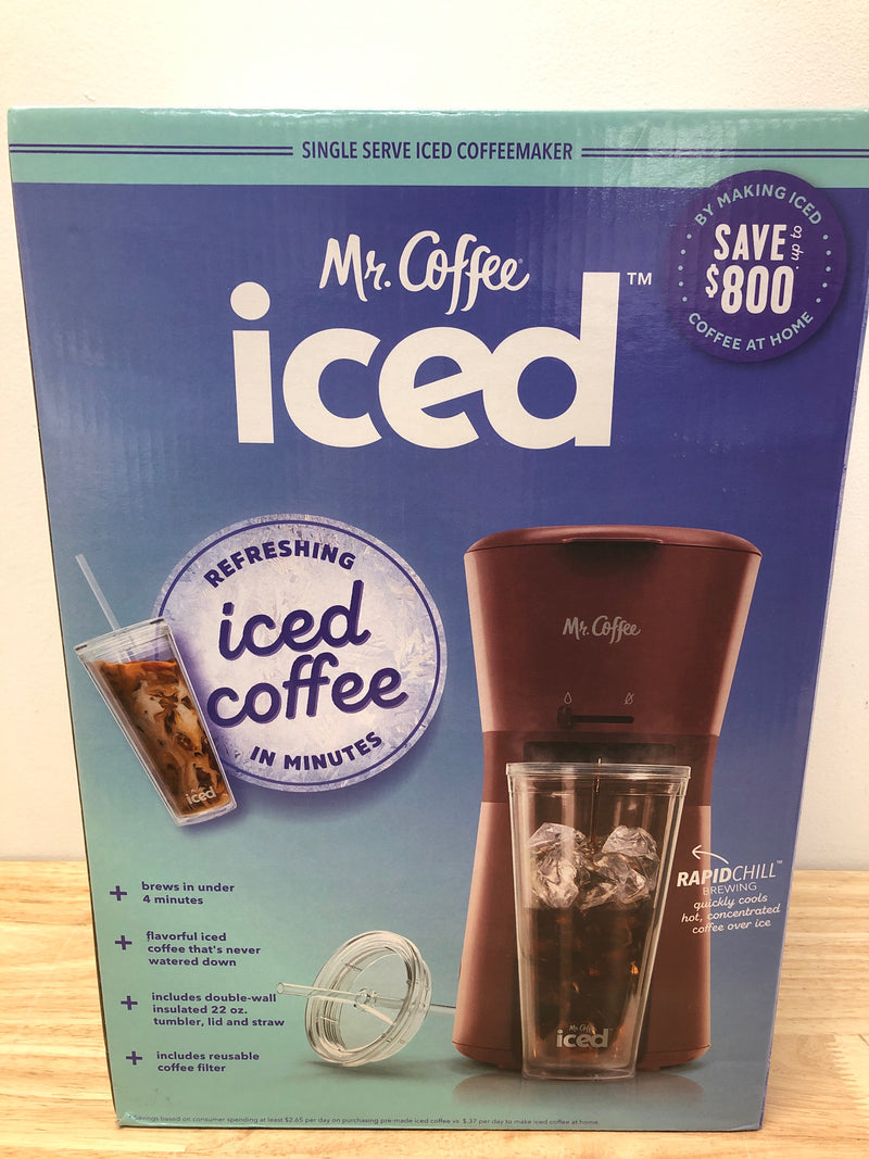 Mr. coffee® iced™ coffee maker with reusable tumbler and coffee filter, burgundy