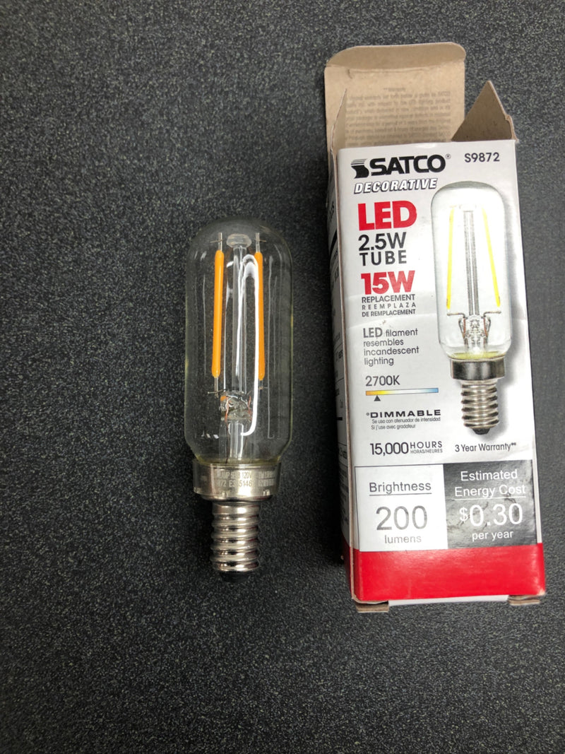 Satco Lighting S9872 Single 2.5 Watt Warm White Candelabra (E12) LED Bulb - Clear