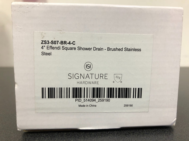 Signature Hardware 4" Effendi Square Shower Drain - Brushed Stainless Steel