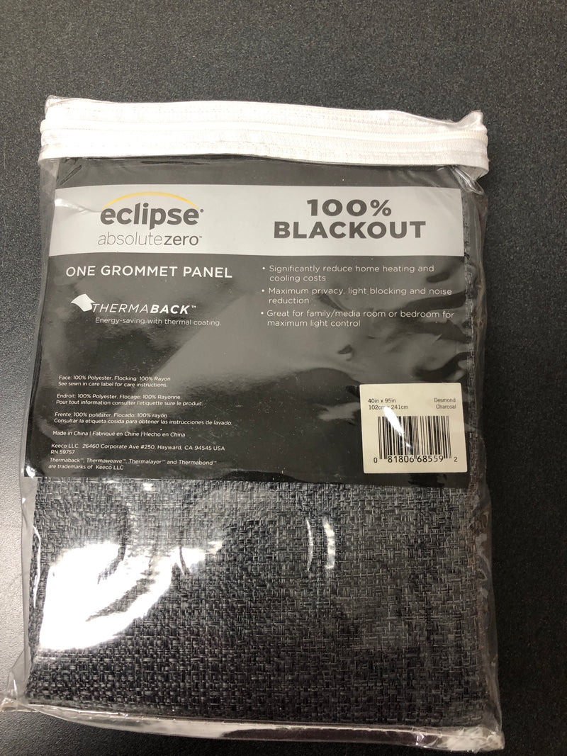 Eclipse D68-09-4697 Desmond Charcoal Solid Polyester 95 in. L x 40 in. W Blackout Grommet Curtain