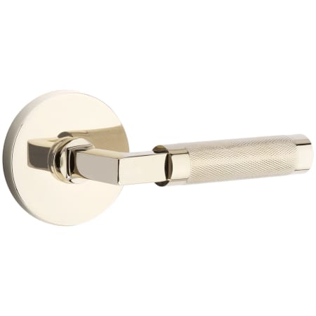 Emtek C520KNUS14 Knurled Privacy Door Lever Set from the SELECT Brass Collection with CF Mechanism - Lifetime Polished Nickel