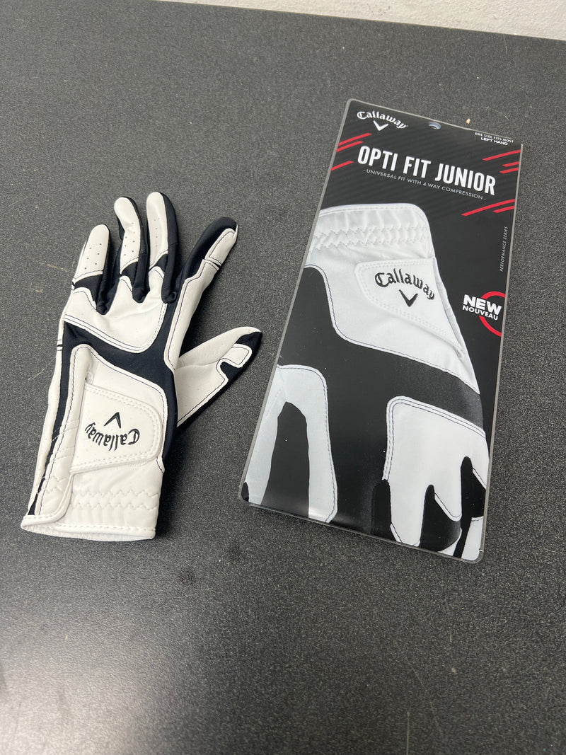 Callaway Golf Opti Fit Seamless Universal Fit Golf Glove, Junior's, Worn on Left Hand , White