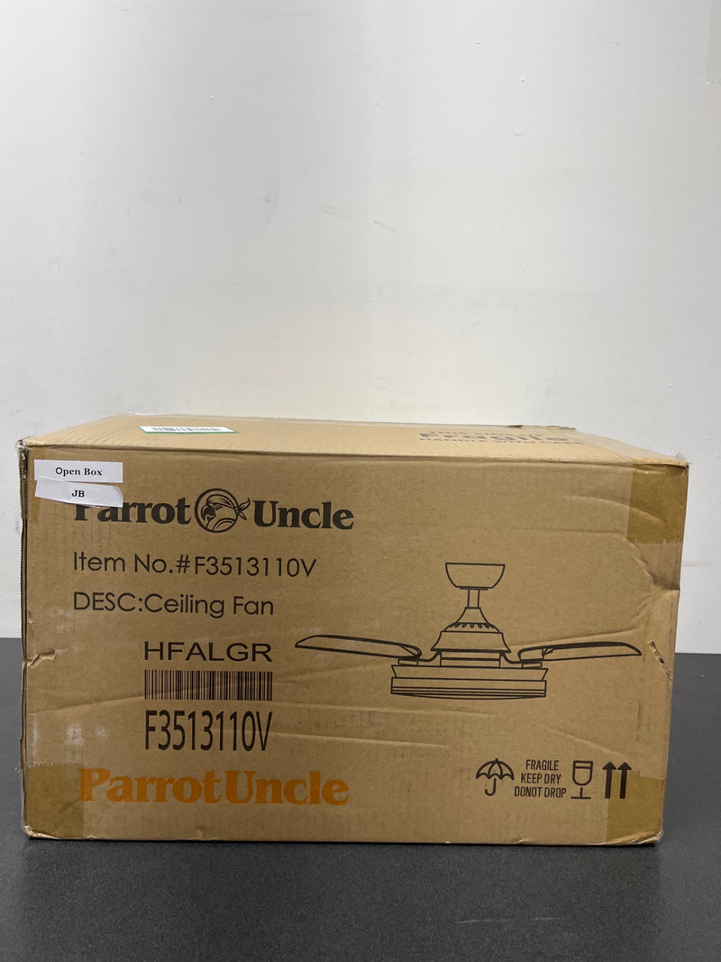 Parrot uncle F3513110V Ericksen 36 in. Indoor White Downrod Mount Retractable Chandelier Ceiling Fan with Light Kit and Remote