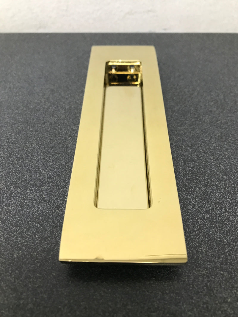 Emtek 220306US3 Modern Rectangular 6 Inch Tall Rectangular Flush Door Pull - Polished Brass
