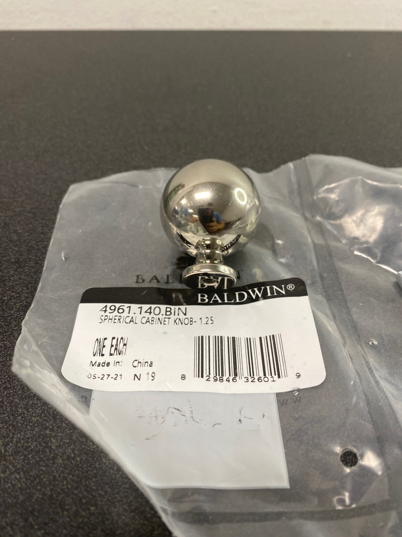 Baldwin 4961140 Spherical 1-1/4 Inch Round Cabinet Knob - Polished Nickel