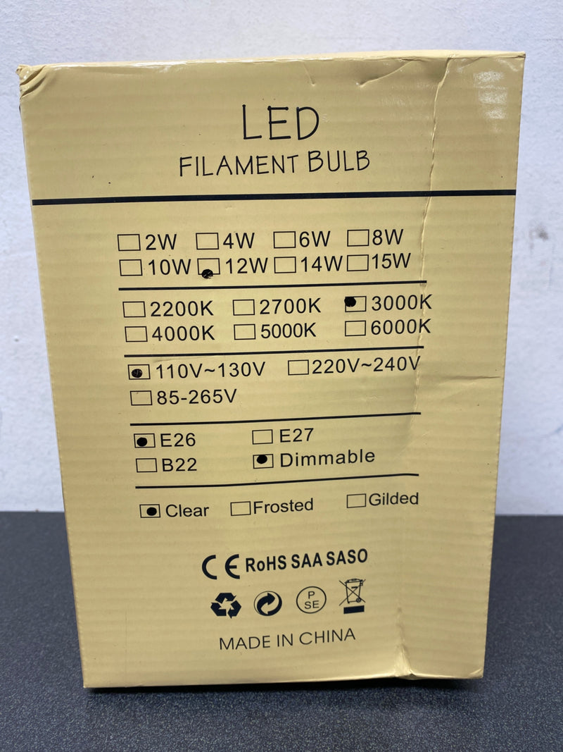 Satco Lighting S12111 Single 6.5 Watt Vintage Edison Dimmable G40 Medium (E26) LED Bulb - 810 Lumens, 3000K, and 80CRI - Clear