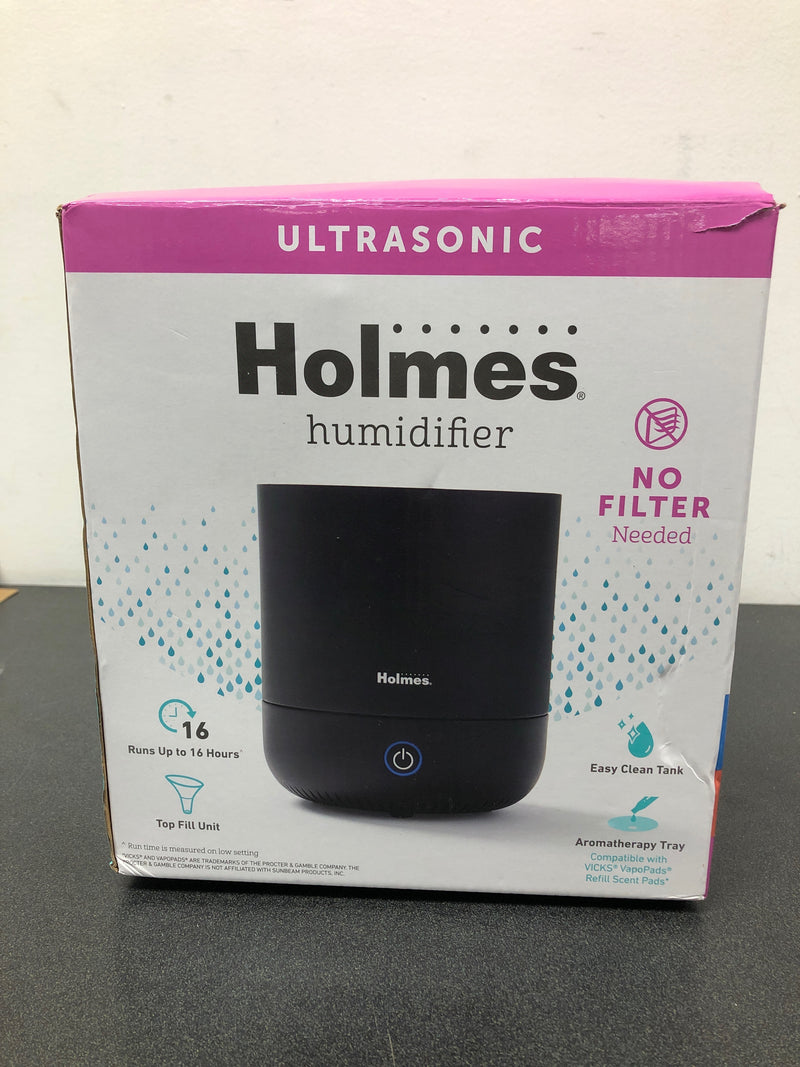 Holmes 0.36gal antimicrobial top fill ultrasonic cool mist humidifie, black