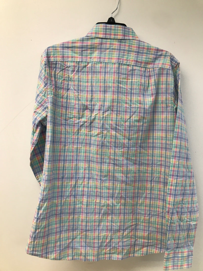 Goodfellow & Co Men's Plaid Long Sleeve Button-Down Shirt (as1, Alpha, m, Regular, Regular, Aqua Blue, Medium)