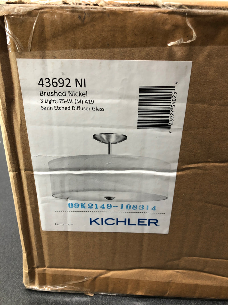 Kichler 43692NI Shailene 3 Light 18" Wide Semi-Flush Drum Ceiling Fixture - Brushed Nickel