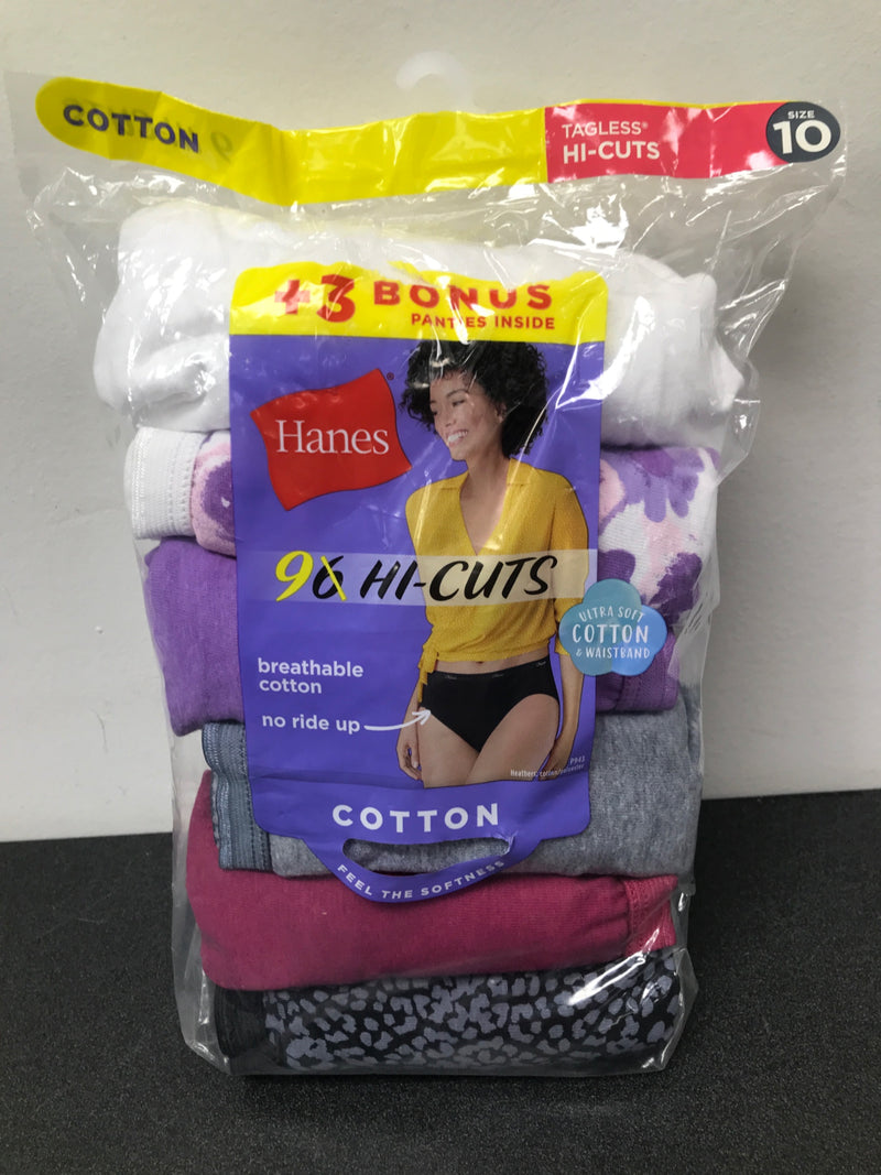Hanes women's super value bonus cool comfort cotton hi-cut underwear, 6+3 bonus pack