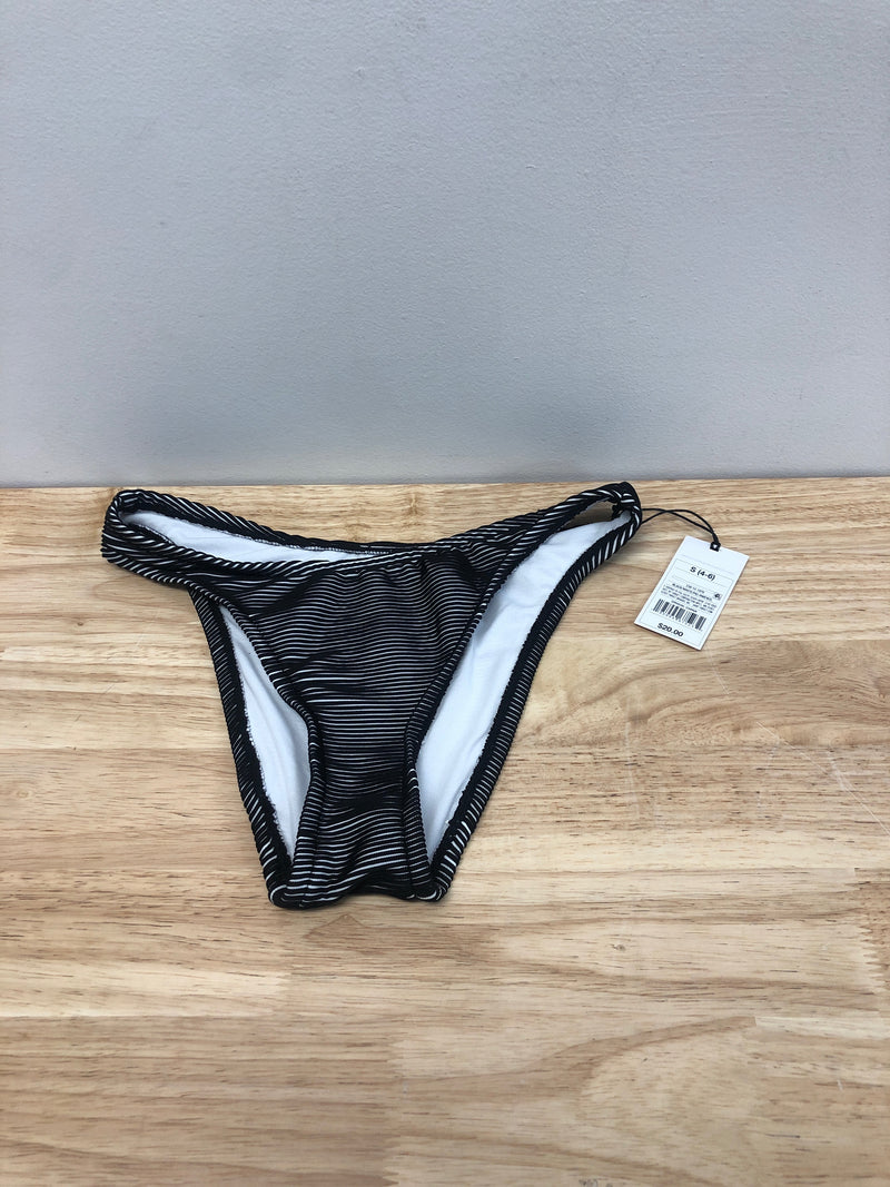 Shade & Shore Women's Textured Cheeky Bikini Bottom - (Black/White, Small 4-6)