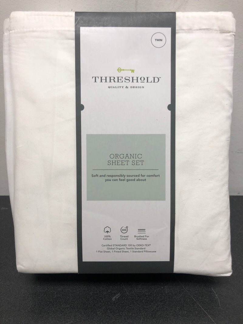 Organic sheet set (twin) white 300 thread count - threshold