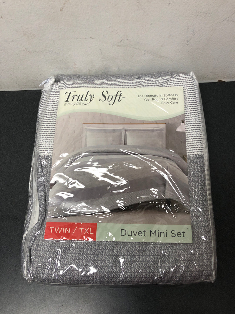 Truly soft DCS3225TXL-1800 Grey Multi Stripe Twin XL Duvet Cover Set (2-Piece)