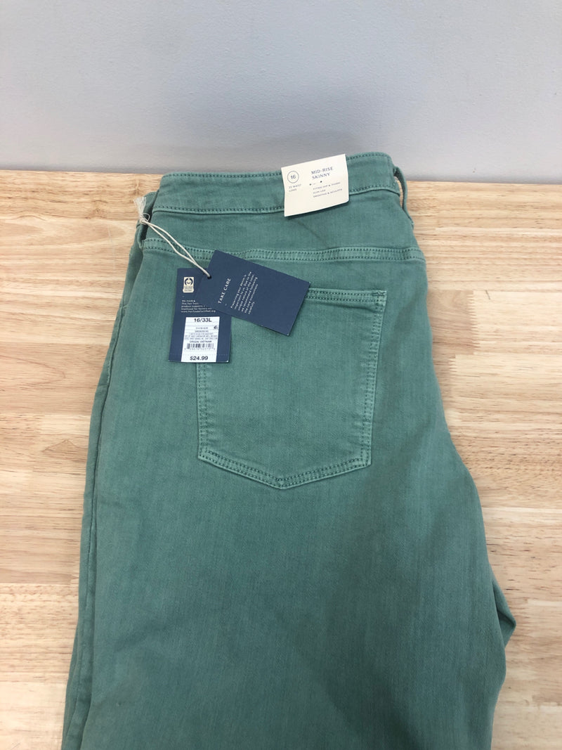Universal Thread Women's Mid-Rise Skinny Stretch Ankle Jeans Green 16/33 Long