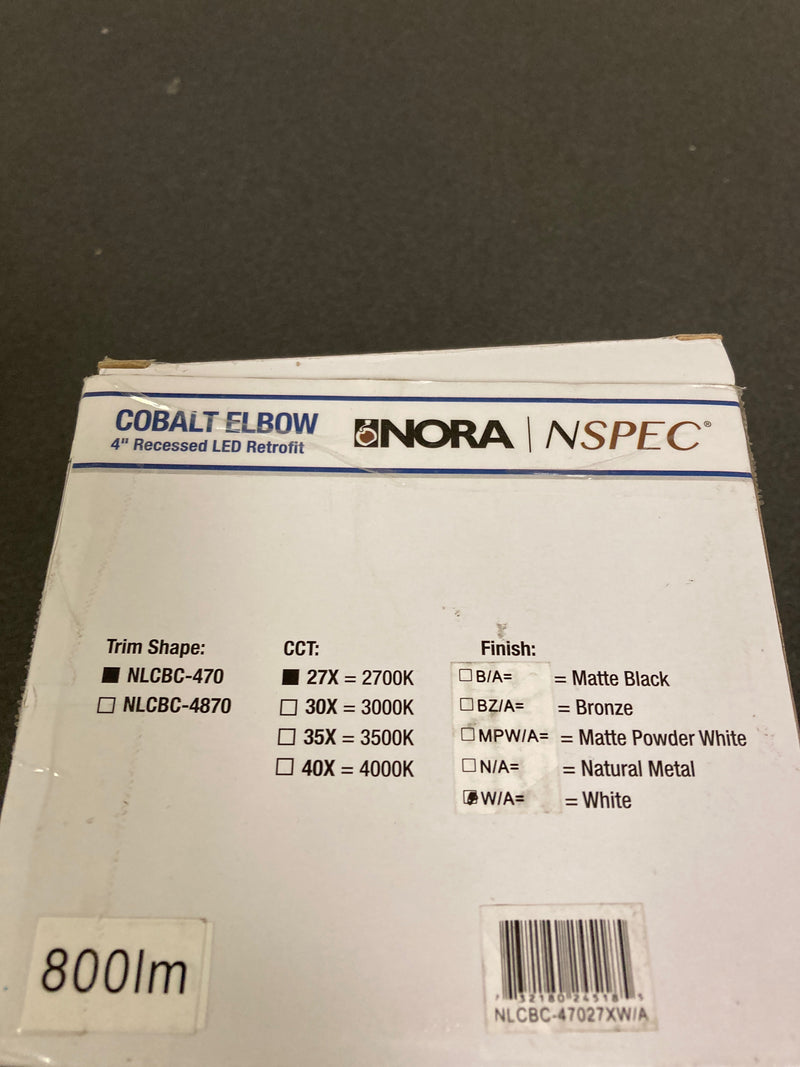 Nora Lighting NLCBC-47027XW/A Cobalt Adjustable 4" LED Adjustable Recessed Trim - 2700K - 800 Lumens - Round - White