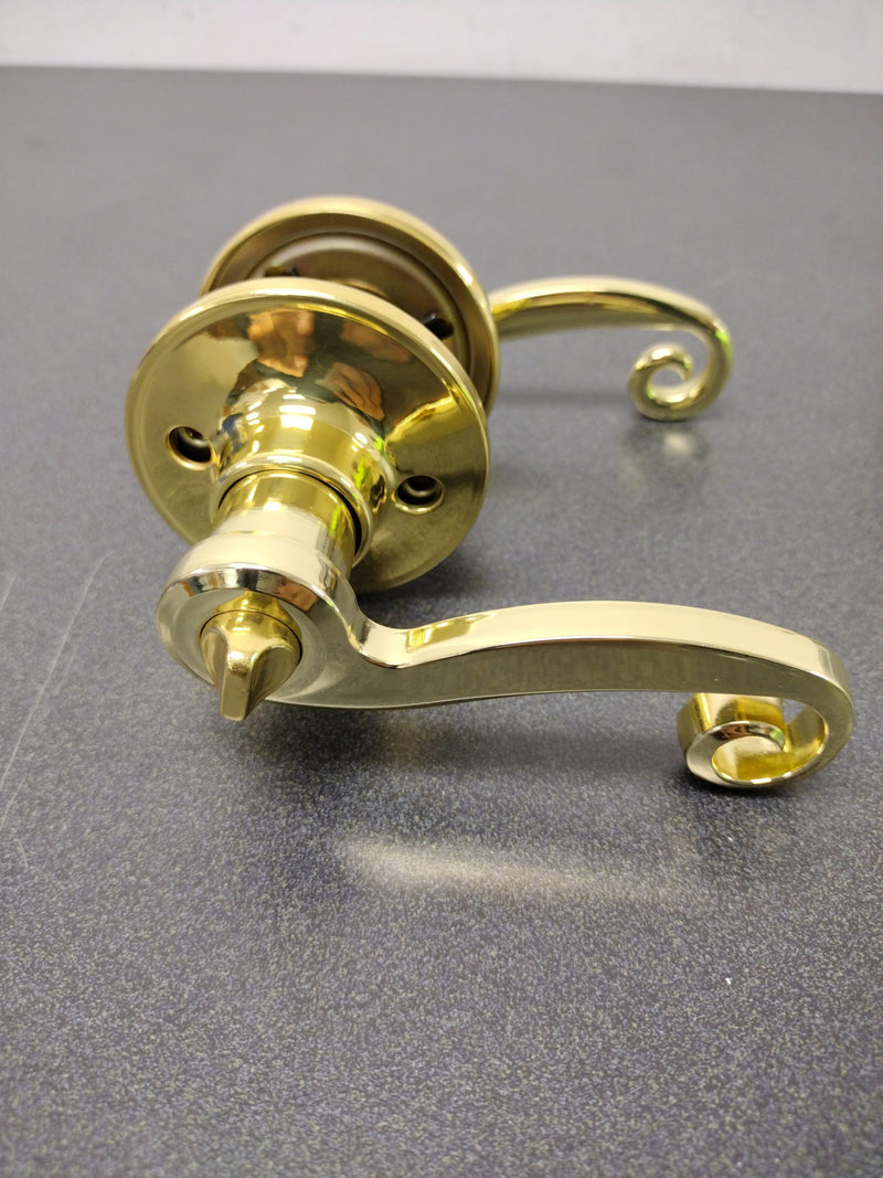 Pamex FLH701 Solid Brass Privacy Door Lever Set from the Florence Collection - Polished Brass