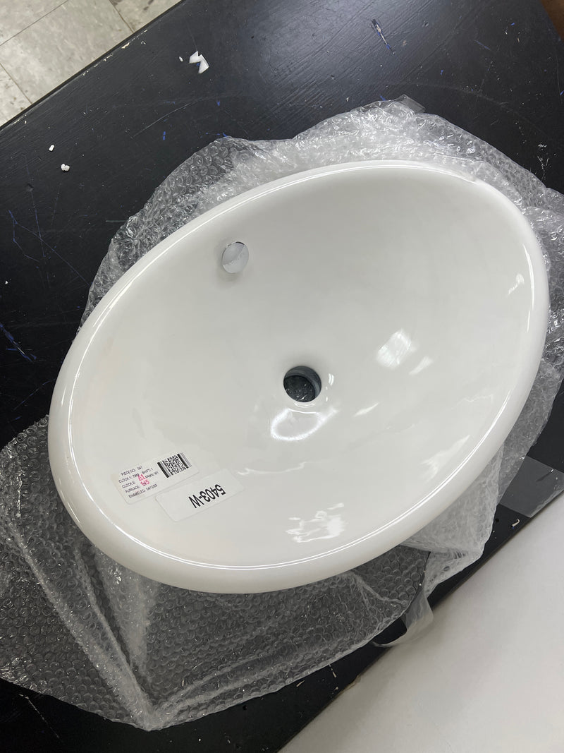 Kohler K-5403-W-0 Iron Plains 20-3/4"L Enameled Cast Iron Wading Pool Oval Bathroom Sink with Overflow and White Painted Underside - White
