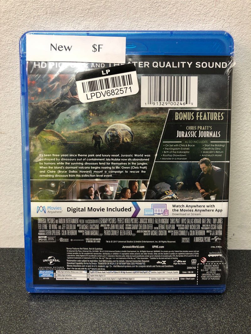 Jurassic world: fallen kingdom (blu-ray + dvd + digital copy)