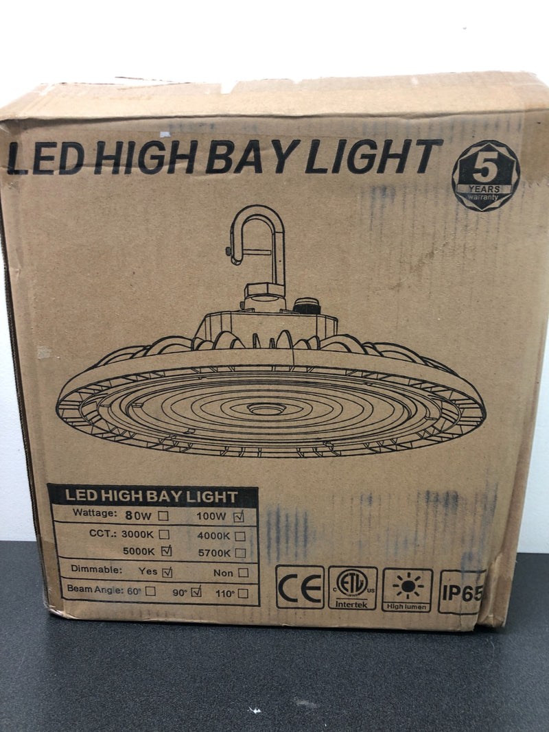 Cedar hill 666100 1 ft. 300-Watt Equivalent Integrated LED Dimmable Black UFO LED High Bay Light 14000 Lumens 5000K