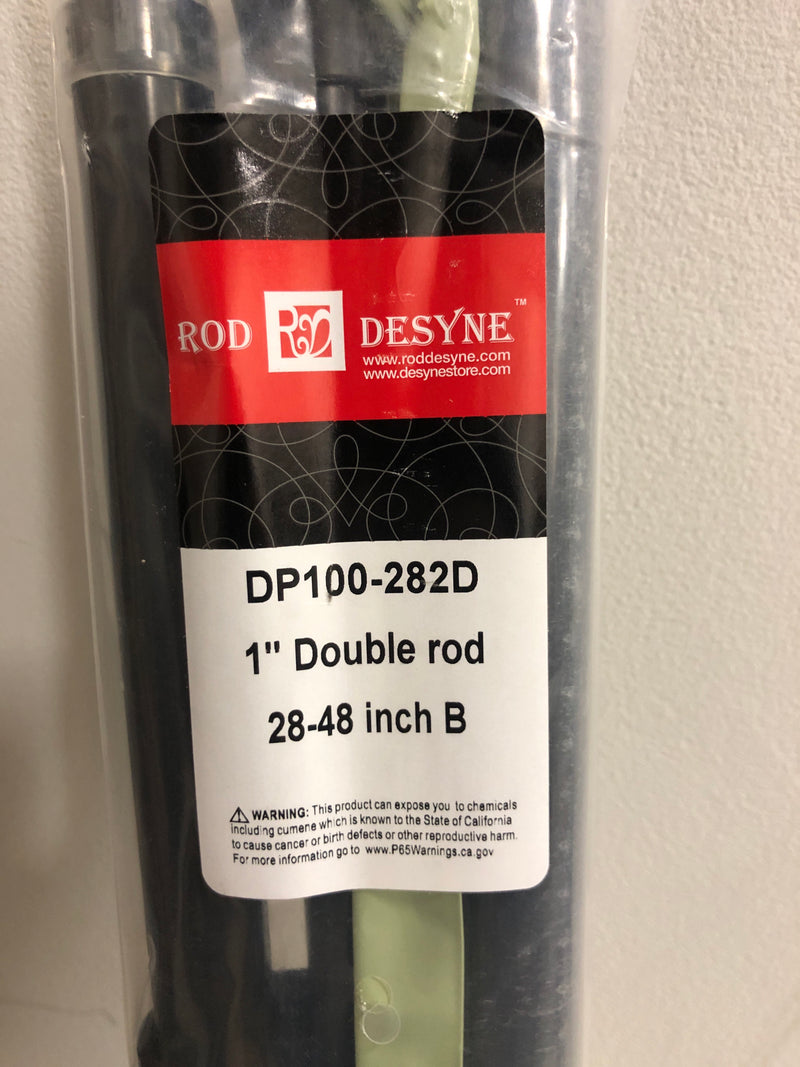 Rod desyne 100-17-282-D 28 in. - 48 in. Telescoping 1 in. Double Curtain Rod Kit in Black with Selma Finial