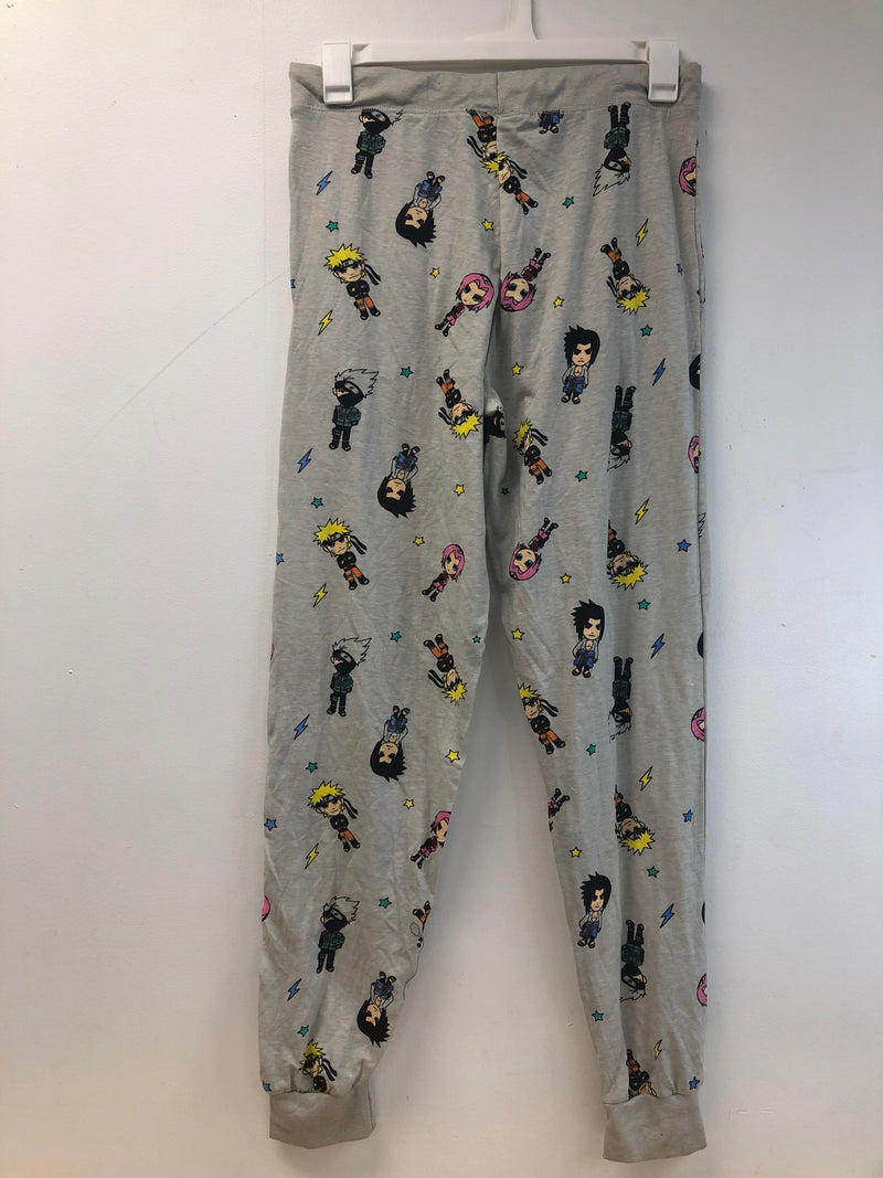 Men's naruto print jogger pajama pants - gray m