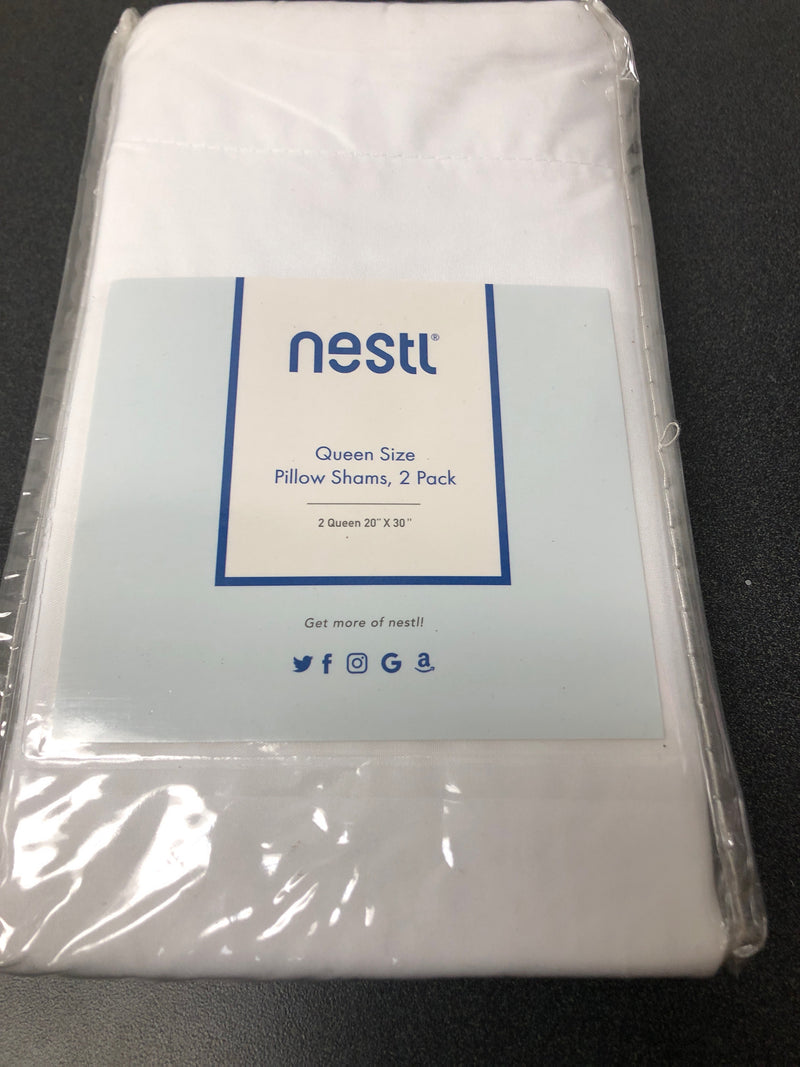 Nestl Soft Pillow Shams Set of 2 - Double Brushed Microfiber Pillow Covers - Hotel Style Premium Bed Pillow Cases, with 1.5” Decorative Flange, Queen 20"x30" - White