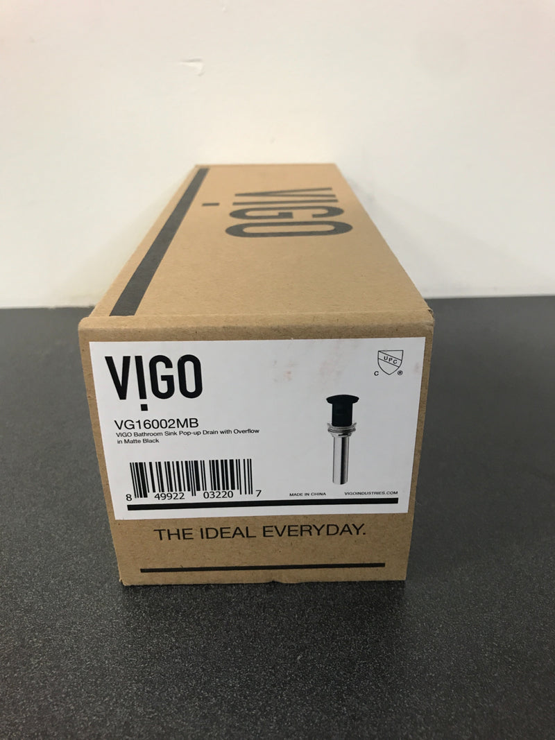 VIGO Bathroom Sink Pop-Up Drain with Overflow in Matte Black-VG16002MB