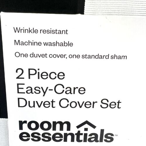 Room Essentials 2 Piece Easy Care Duvet Cover Set Twin/XL Twin Black NEW