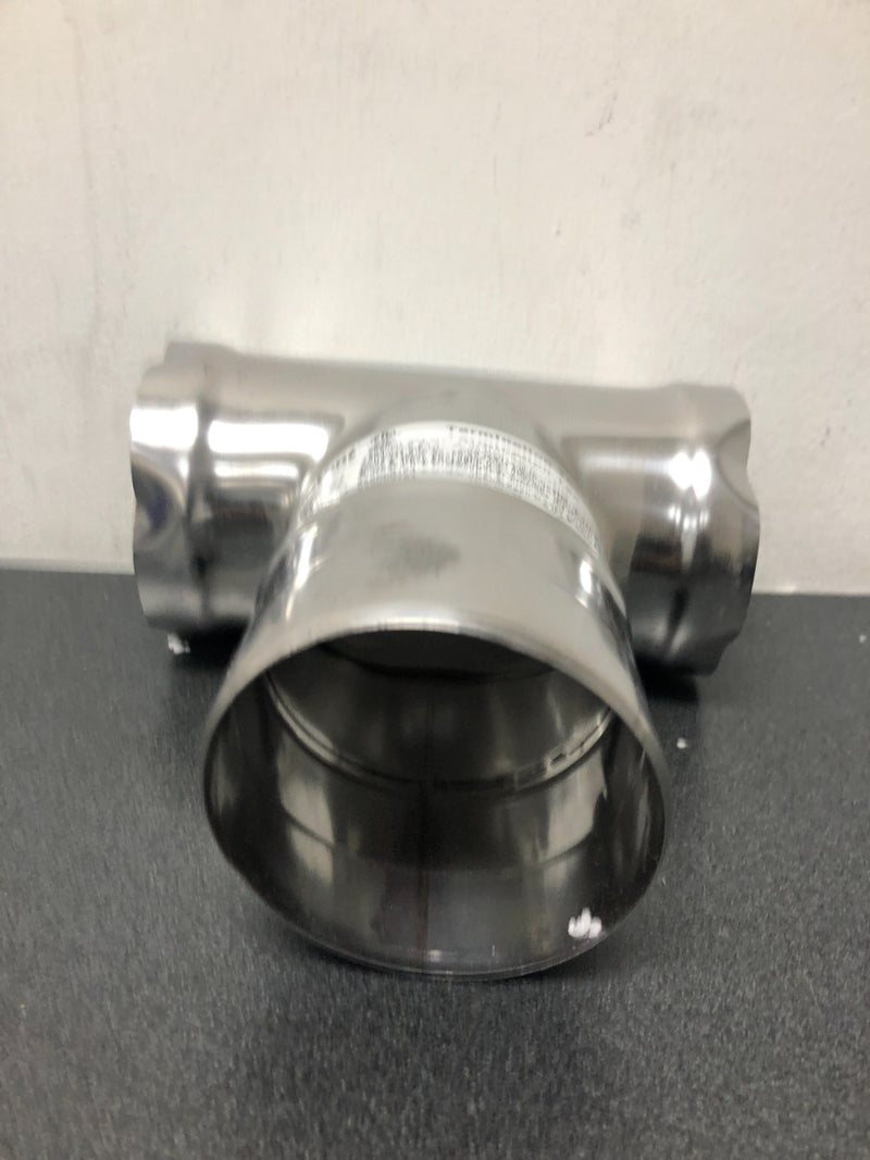 DuraVent FSTT3 3" Inner Diameter - FasNSeal AL29-4C Special Gas Vent Pipe - Single Wall - 6" Termination Tee - Stainless Steel