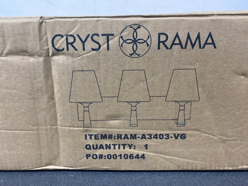 Crystorama Lighting Group RAM-A3403-VG Ramsey 3 Light 23" Wide Bathroom Vanity Light with Frosted Glass Shades - Vibrant Gold