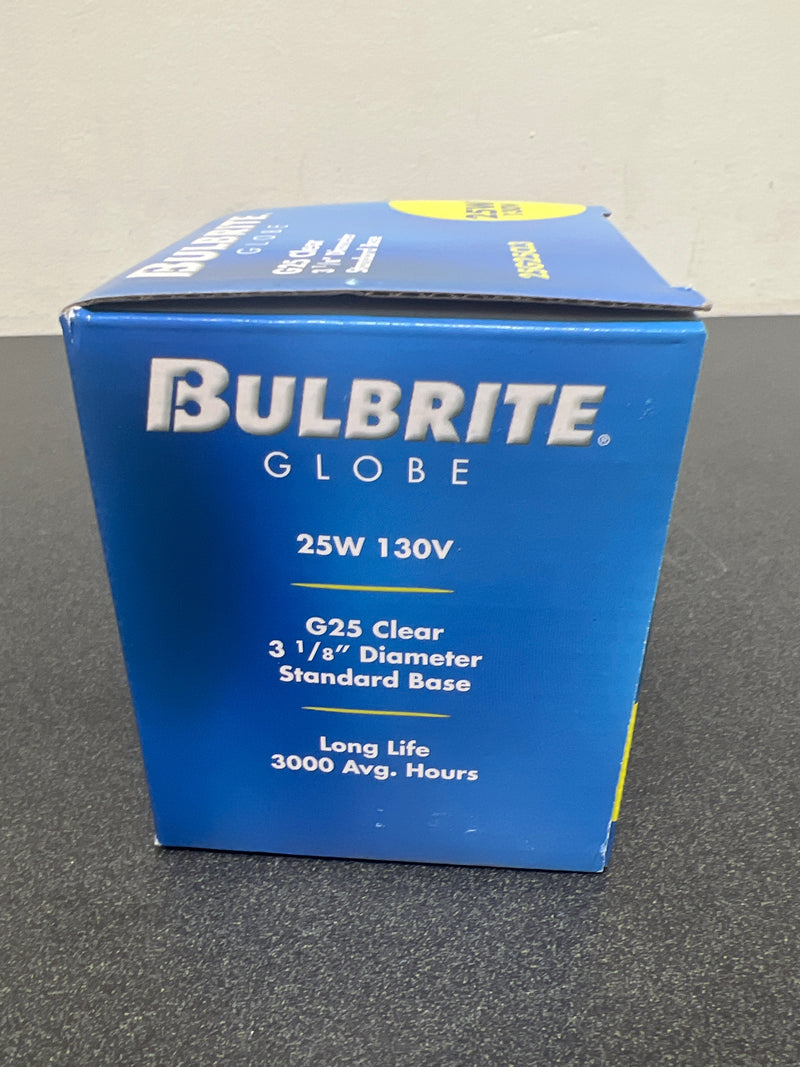 Bulbrite 331025 25 watt 130 volt g25 standard base globe decorative light bulb - clear