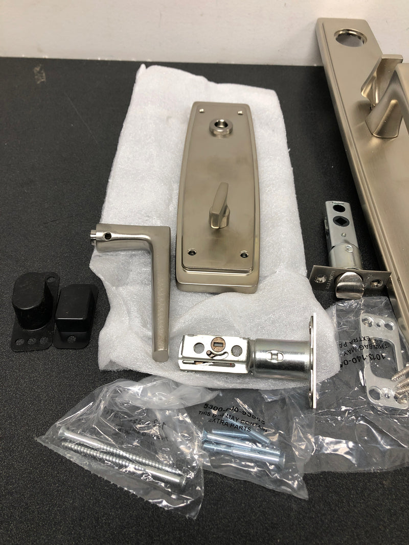 Baldwin 85397056LENT Palm Springs Left Handed Single Cylinder Keyed Entry Full Plate Handleset with L024 Interior Lever from the Estate Collection - Lifetime Satin Nickel