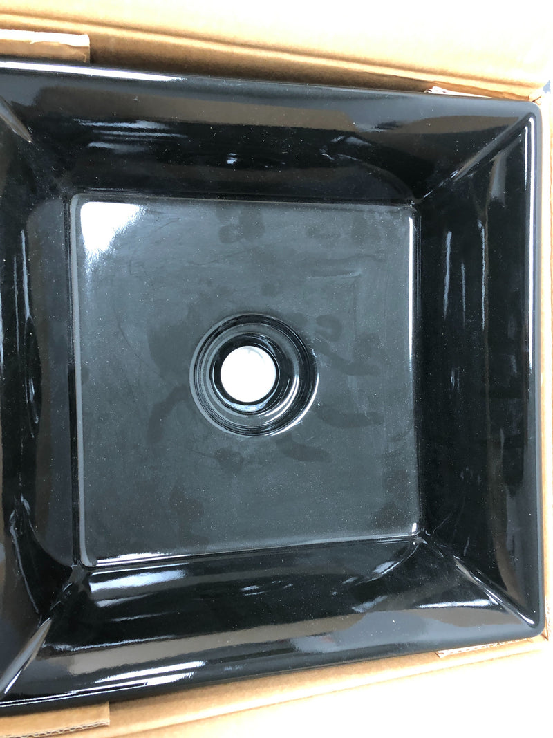 DXV D20085015.178 Pop 15" Square Fireclay Vessel Bathroom Sink - Black