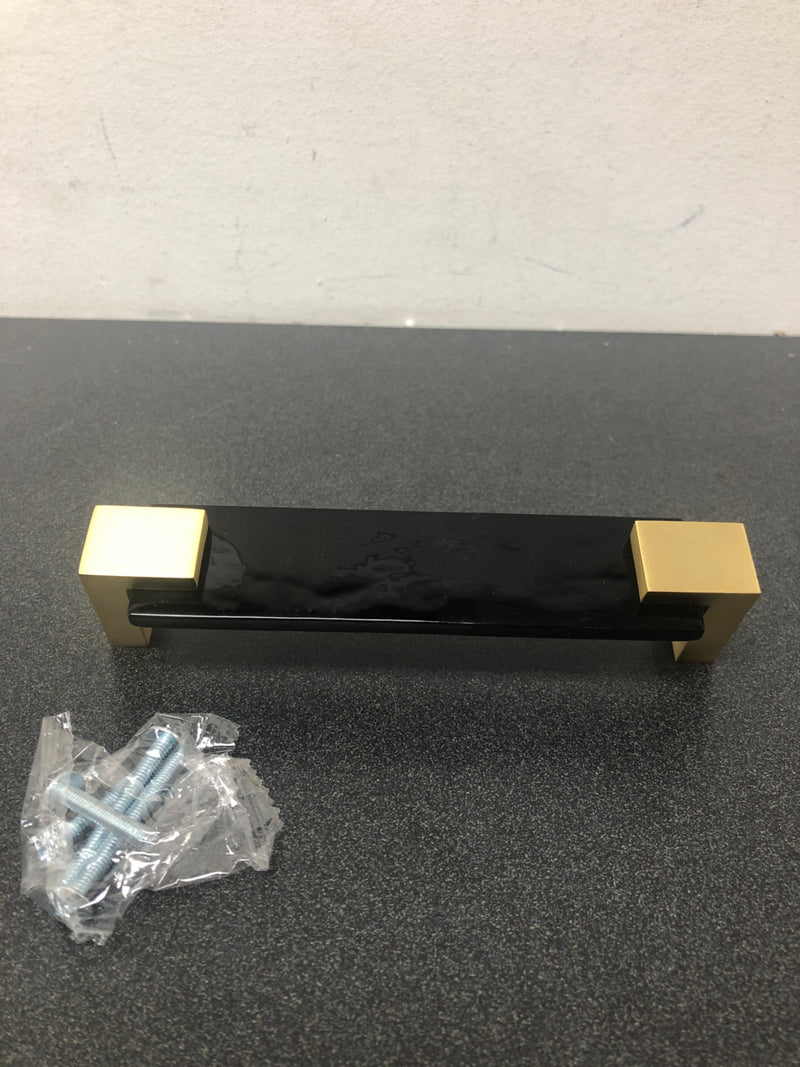 Sietto P-1203-8-SB Affinity 8" Black Bar Satin Brass Base P-8-1203-SB Cabinet Pull