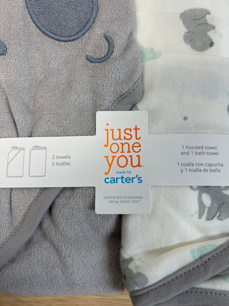 Just One You - Made By Carter's Baby 2pk Koala  Bath Towel Set - Gray/White
