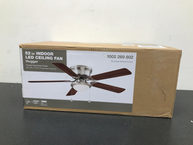 Unbranded AL383LED-BN Hugger 52 in. LED Indoor Brushed Nickel Ceiling Fan with Light Kit