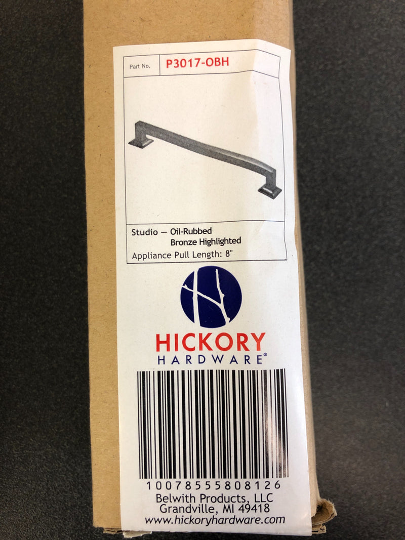 Hickory Hardware Studio 8 Inch Center to Center Appliance Pull - Oil-Rubbed Bronze