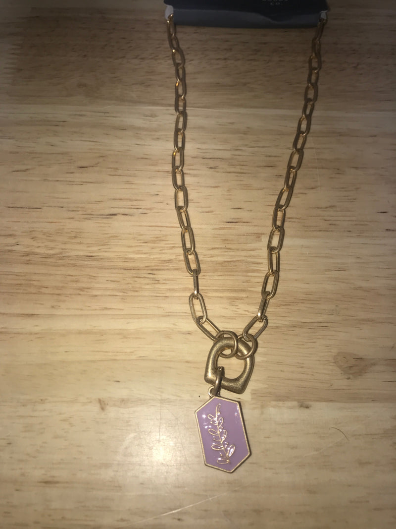 Paperclip chain charm pendant necklace - universal thread™ lilac