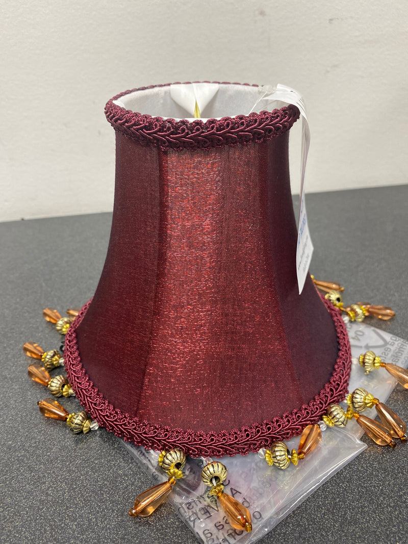 Livex Lighting S158 Chandelier Shade with Red Silk Bell Clip Shade with Amber Beads from Chandelier Shade Series - Red Silk Bell Clip Shade with Amber Beads