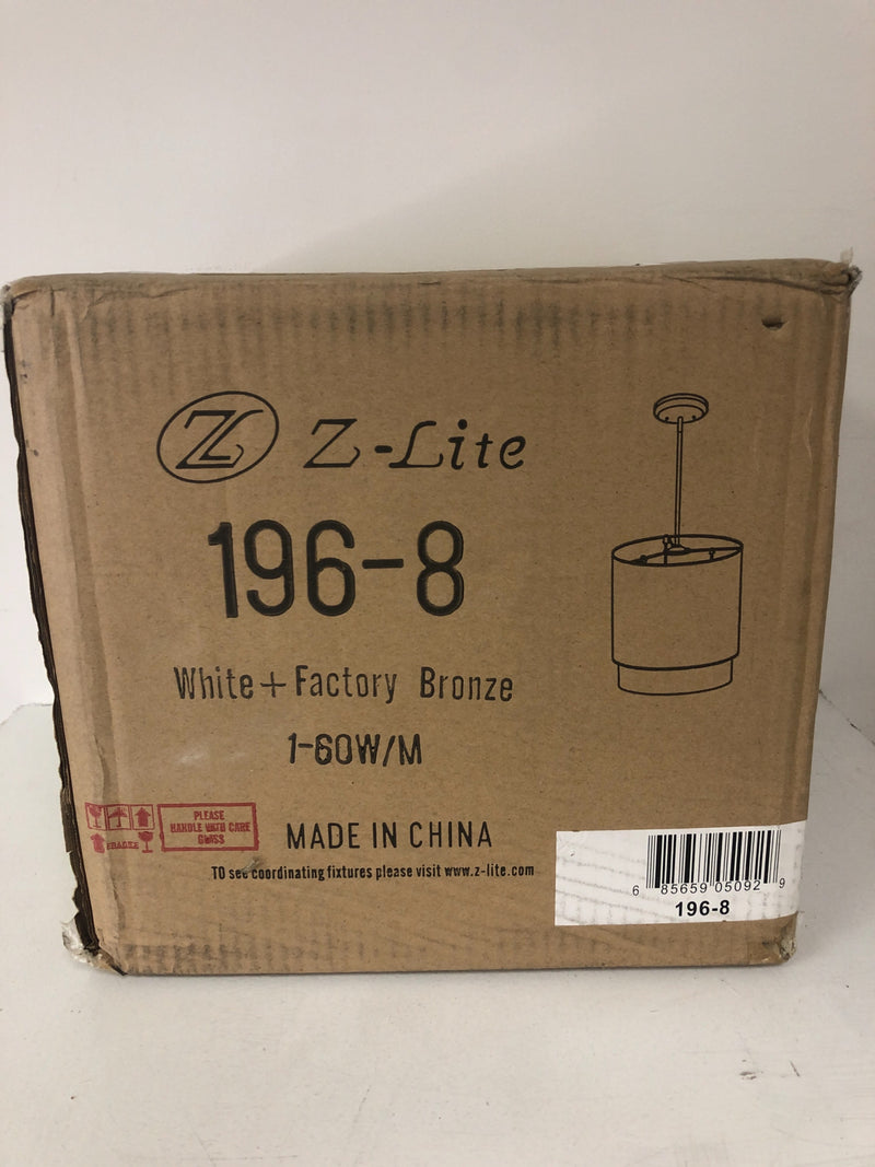 Z-Lite Jade 1 Light Pendant with White Fabric Shade