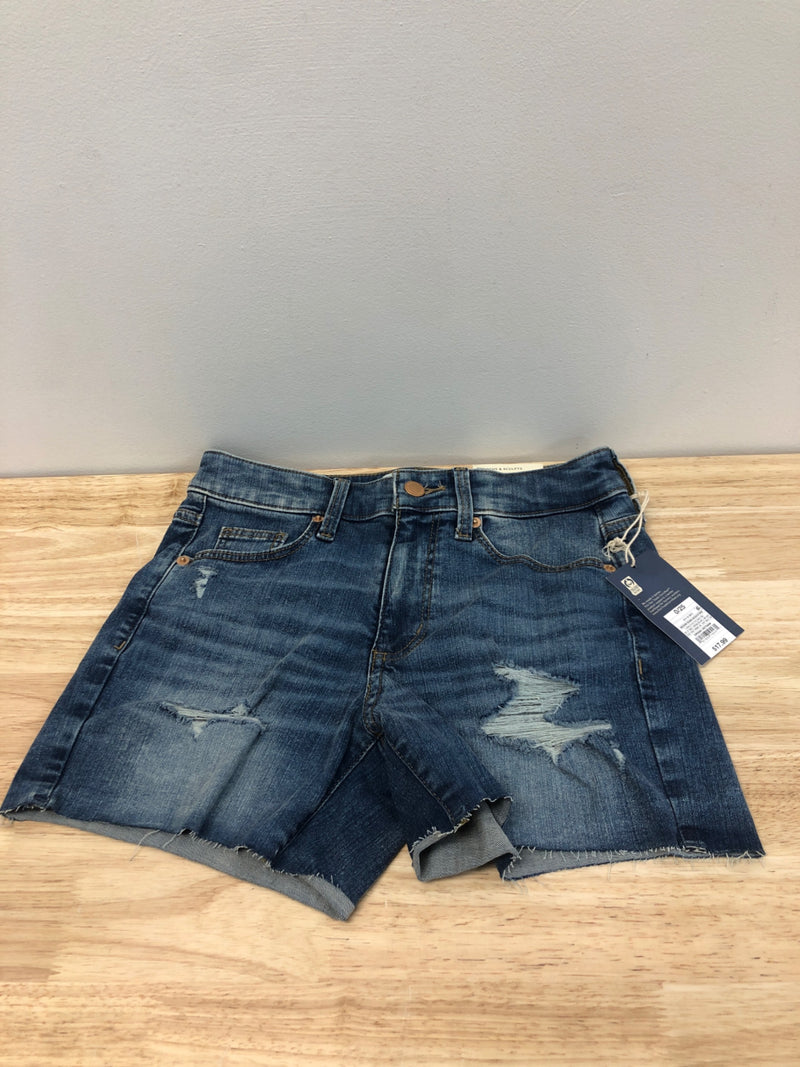 Universal thread women's high-rise distressed jean shorts - (medium wash blue, 0/25r)
