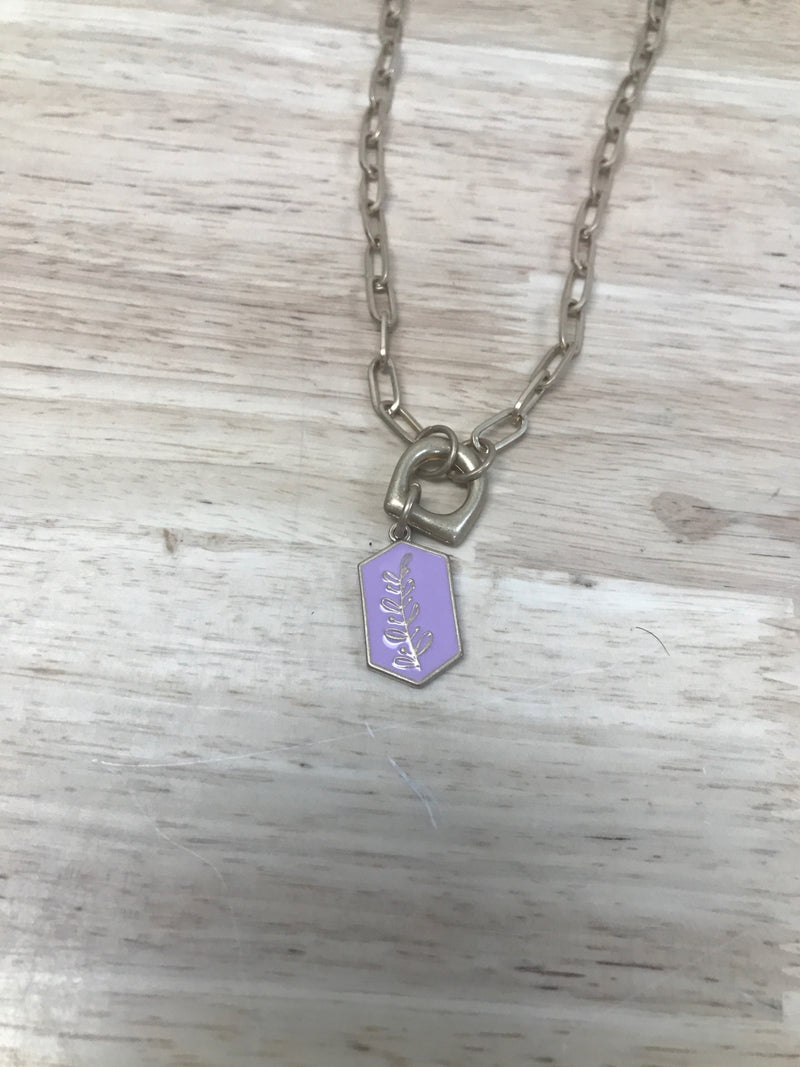 Paperclip chain charm pendant necklace - universal thread™ lilac